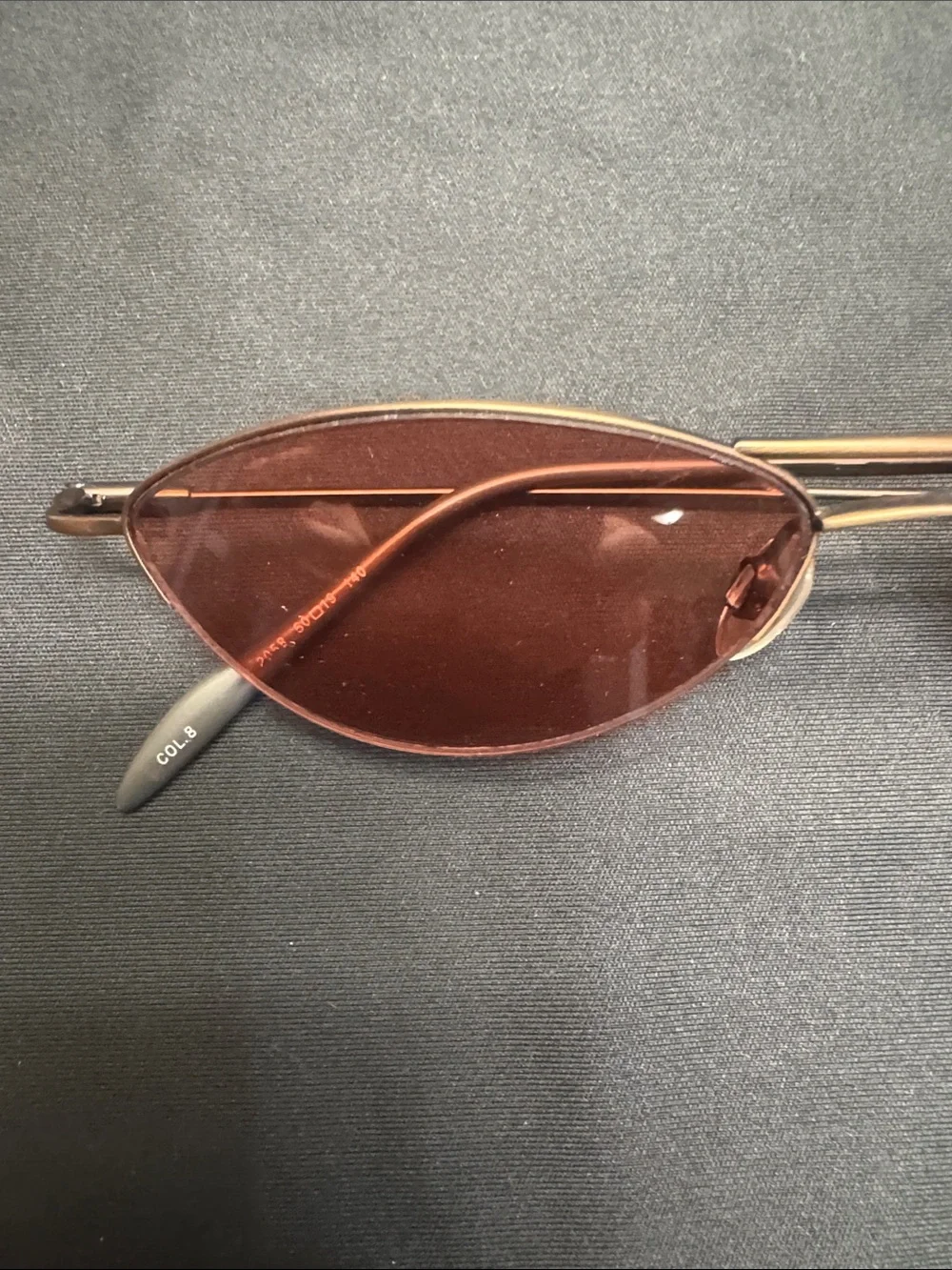 Slim Cat Eye  Sunglasses with Colored Lenses and Coper Colored Frame